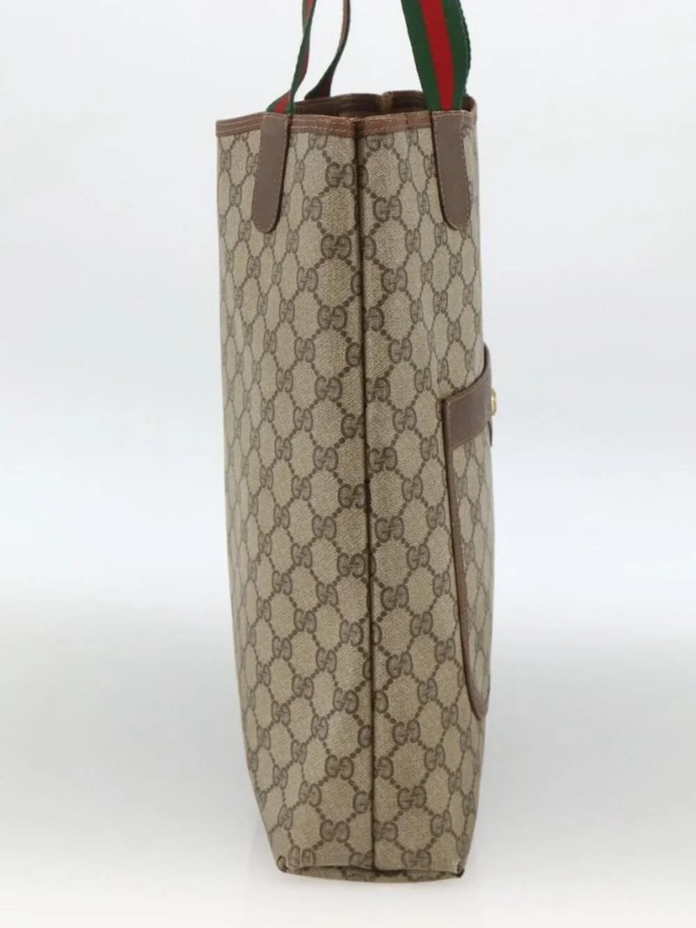 GUCCI GG Supreme Web Sherry Line Tote Bag PVC Beige Red 89 02 003 Auth ARZ909
